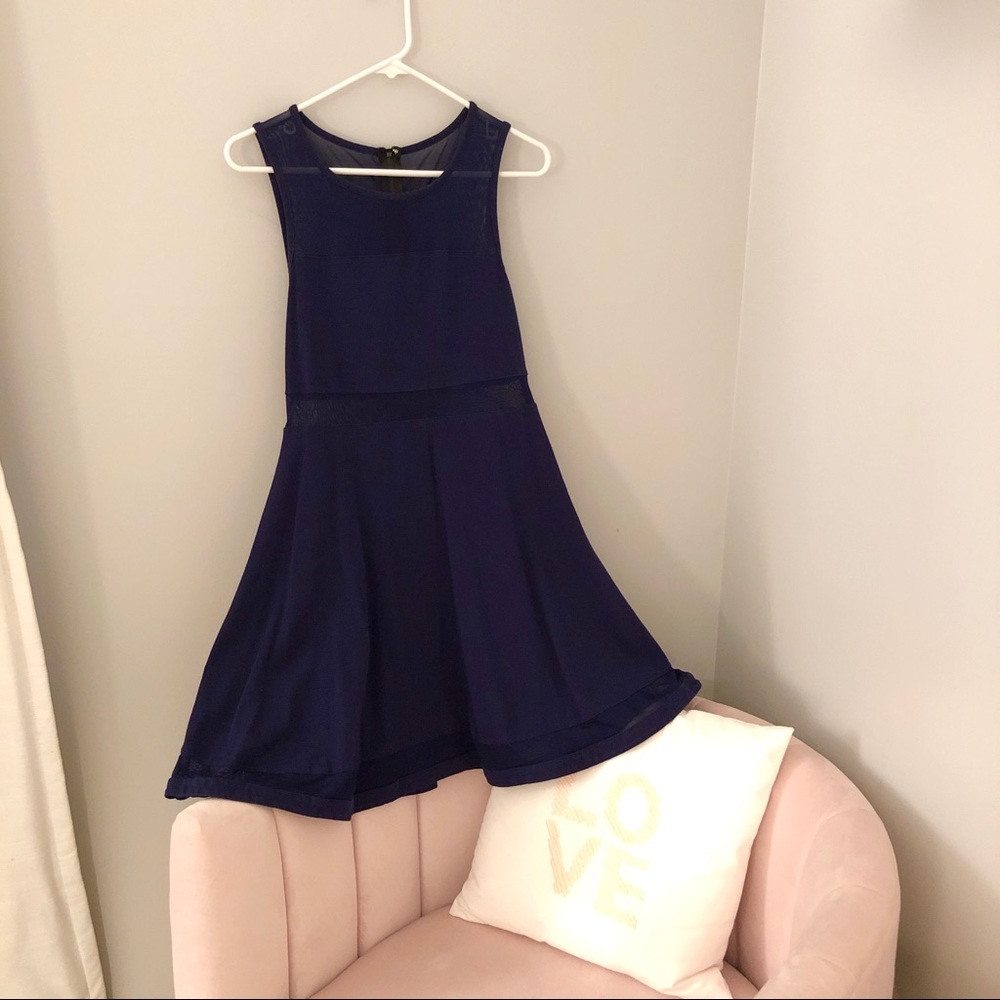Express mesh inlay A-line dress